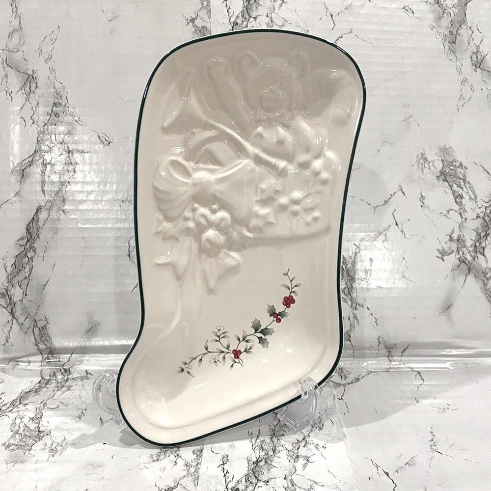 Pfaltzgraff “Winterberry” Stocking Shape Serving Tray/Dish - Christmas